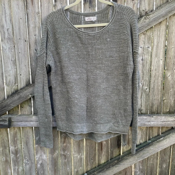 HOLLISTER OLIVE GREEN Y2K WAFFLE KNIT SWEATER - Picture 4 of 4